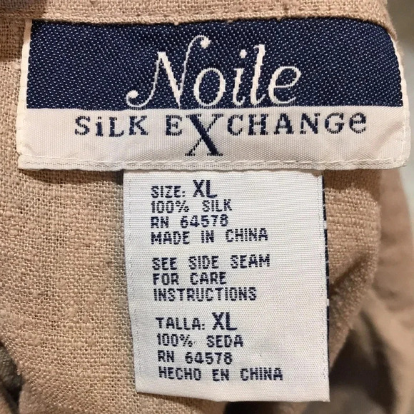 Noile Silk Exchange Tan  100% Silk Vest Top with Tie in Back Side Slits-Size XL - Picture 5 of 5